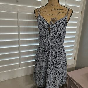 Divided Black and White Floral Mini Dress